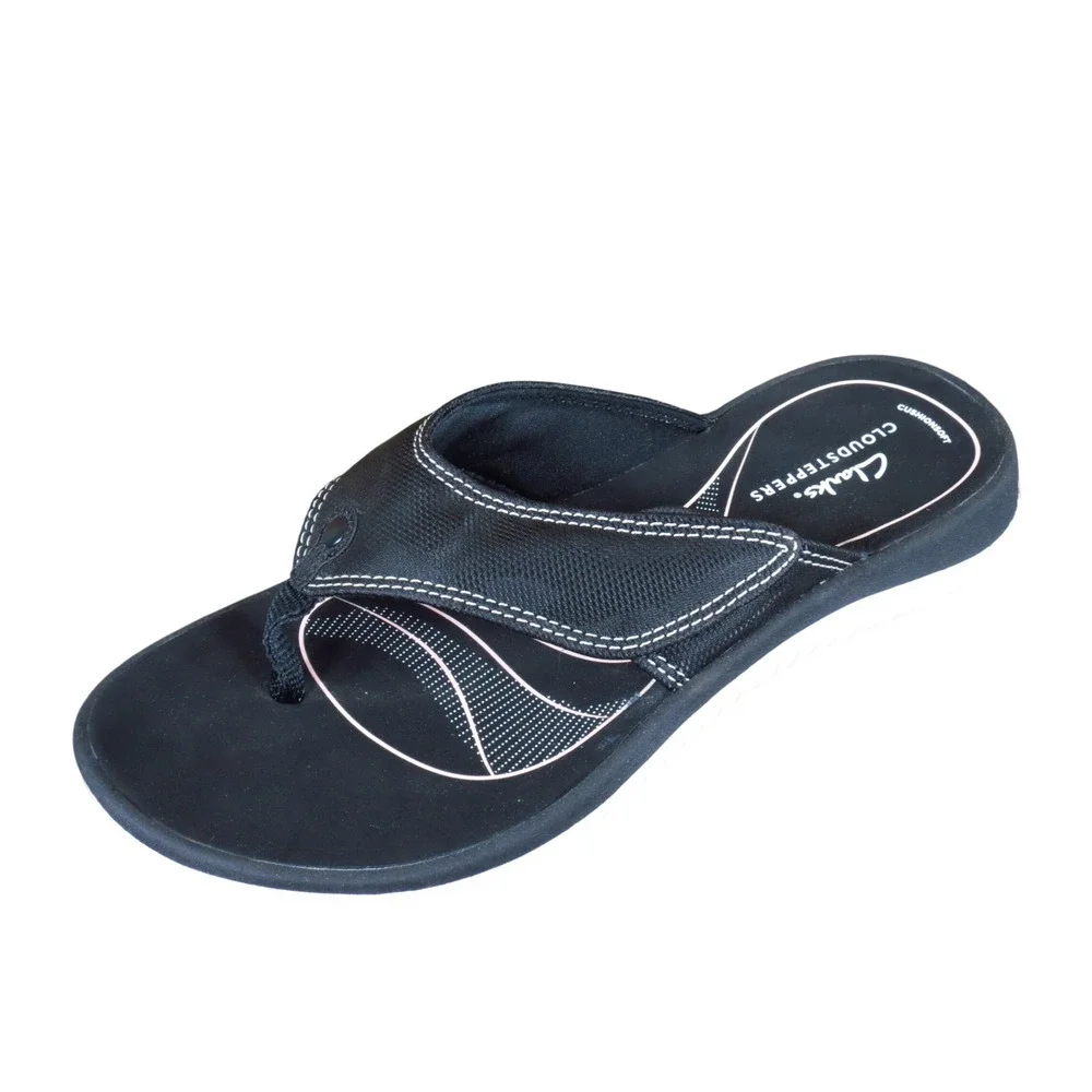 Clarks Cloudsteppers Glide Post Womens Flip Flop Sandal Size 8 Walking Black
